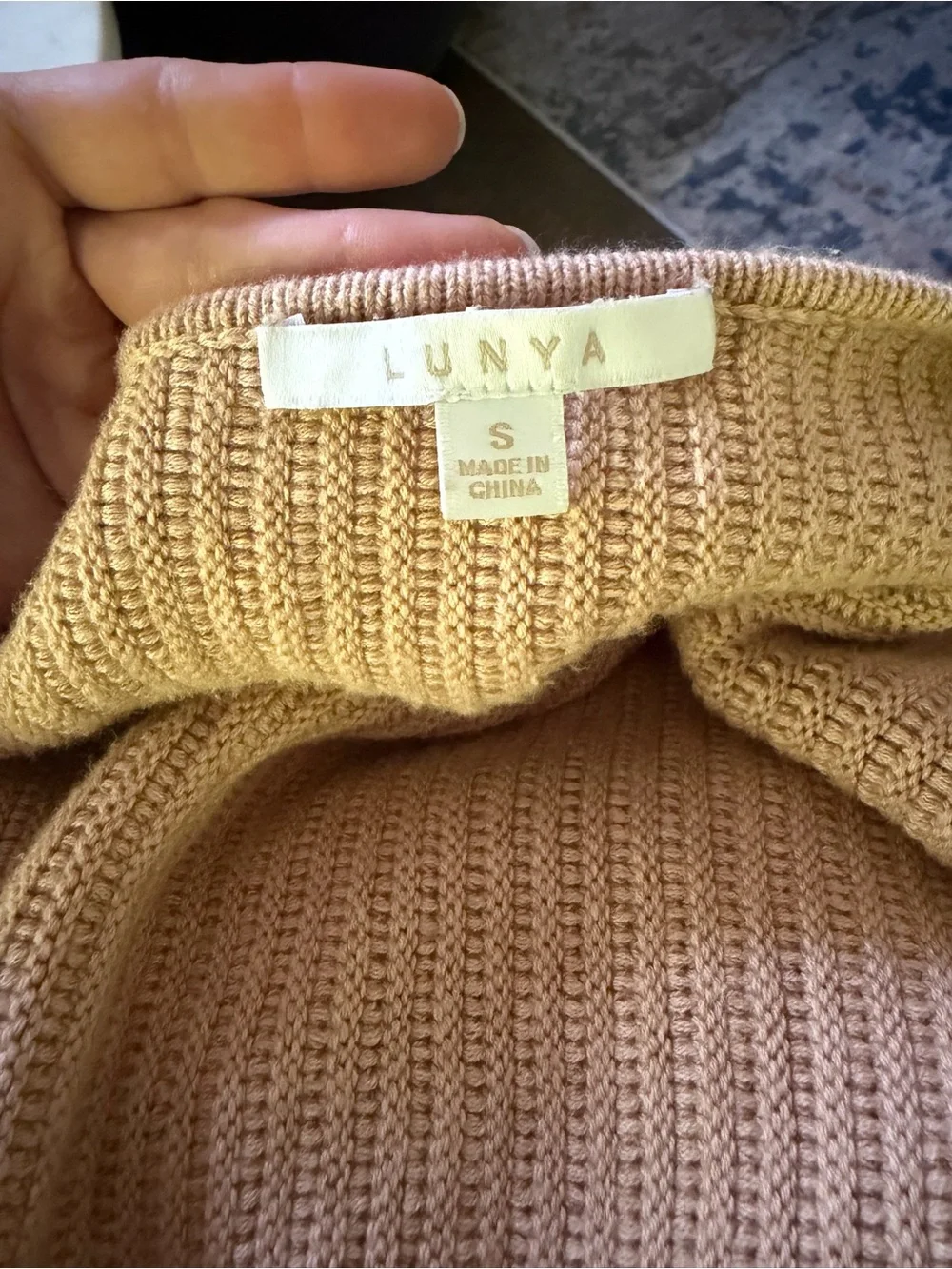 Lunya Cozy Cotton Silk Reversible Pullover Tranquil Tan Lunya Sweater EUC Small